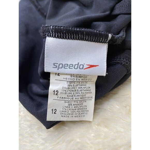 Speedo Ladies One Piece Swim Suit Sz 12 Sparkly Flower Black E - Picture 6 of 8